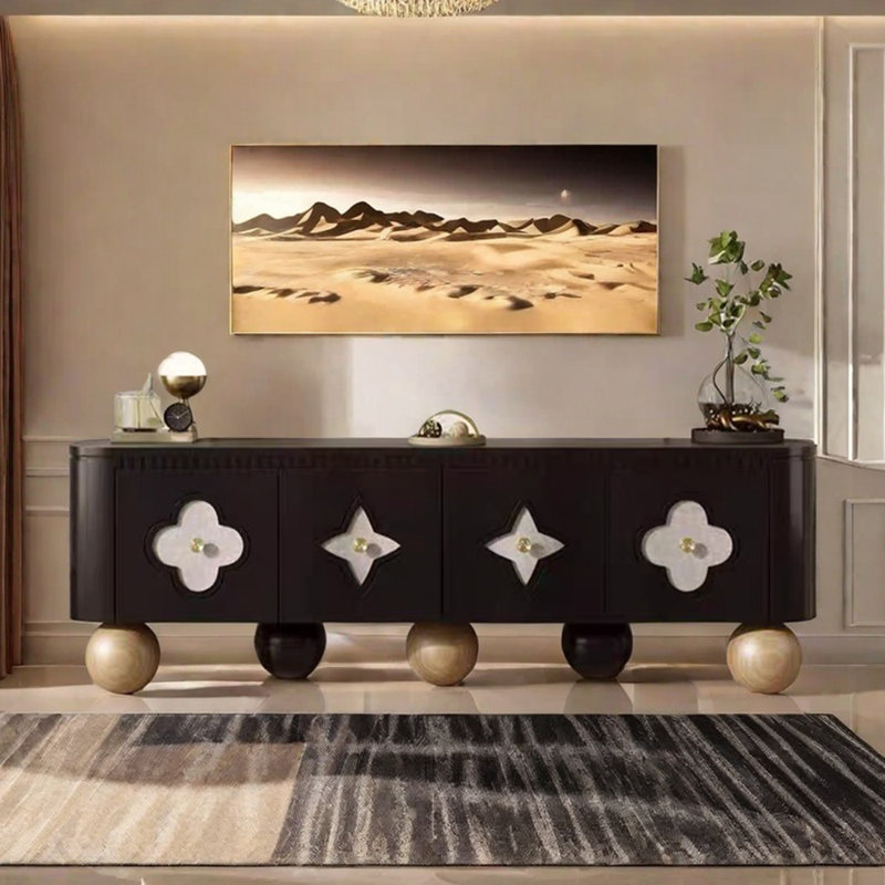 Wind light luxury solid wood TV cabinet, Black