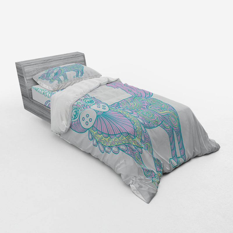 Ensemble de housse de couette à chat licorne, Housse de couette simple + 6 pièces supplémentai