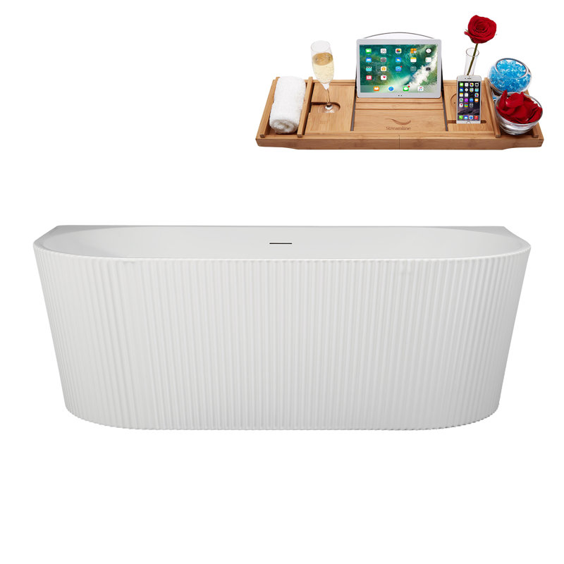Baignoire autoportante 67 "avec drain interne Streamline, Bronze brossé
