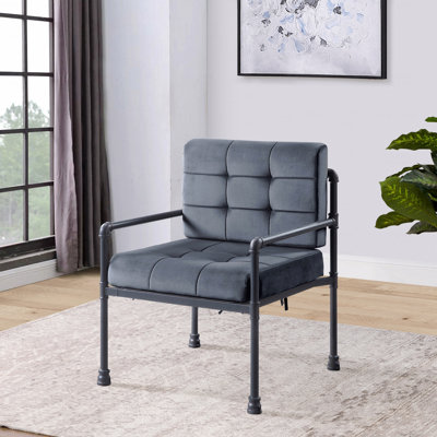 Fauteuil d'appoint gris et gris à dossier coussiné