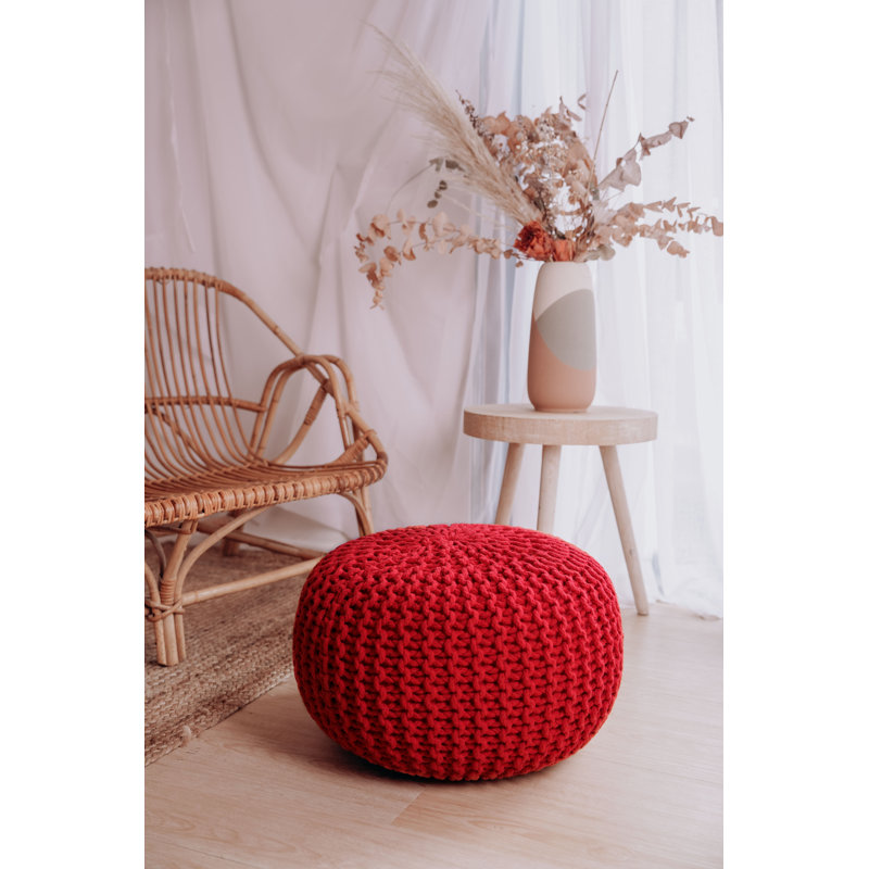 Cattaraugus Upholstered Outdoor Ottoman, Red