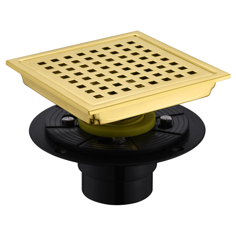6 in. x 6 in. Shower Floor Drain, Brushed Gold