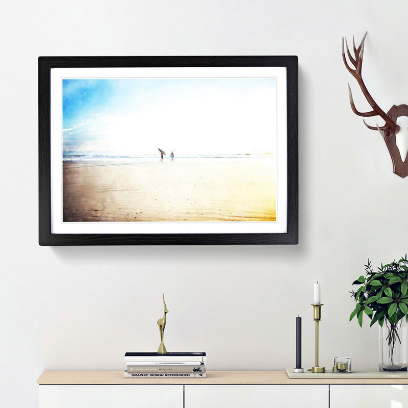 Heading to the Surf - Picture Frame Painting Print, 33cm H x 45cm W x 2cm D, Black Framed