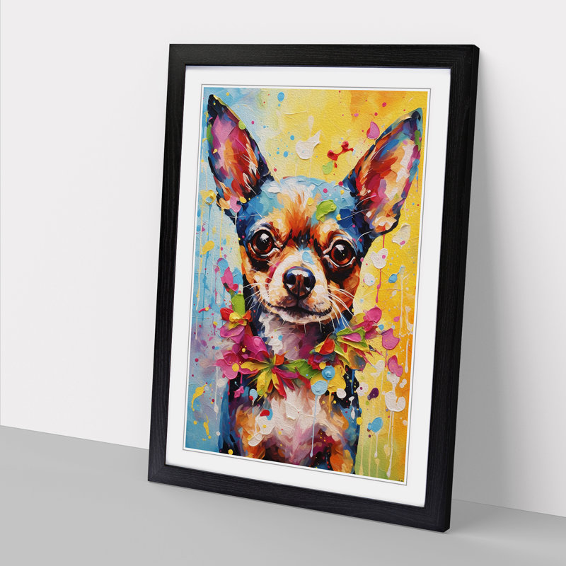 Chihuahua Action No.2 - Single Picture Frame Print on Wood, Black, 34cm H x 25cm W x 2cm D