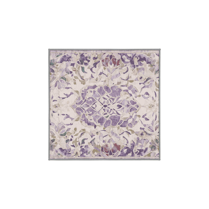 Machine Washable Gray Area Rug, Square 4'