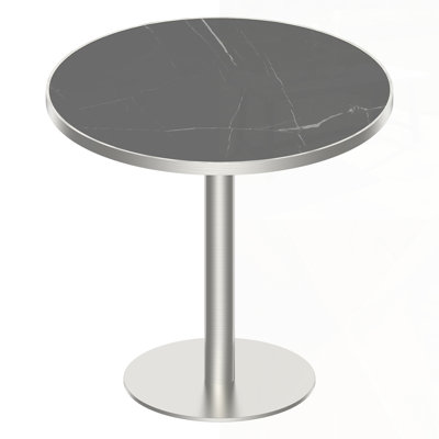 Round Modern Dining Table Bistro Tulip Table With Faux Marble Top, Easy Assembly, Sturdy Metal Frame