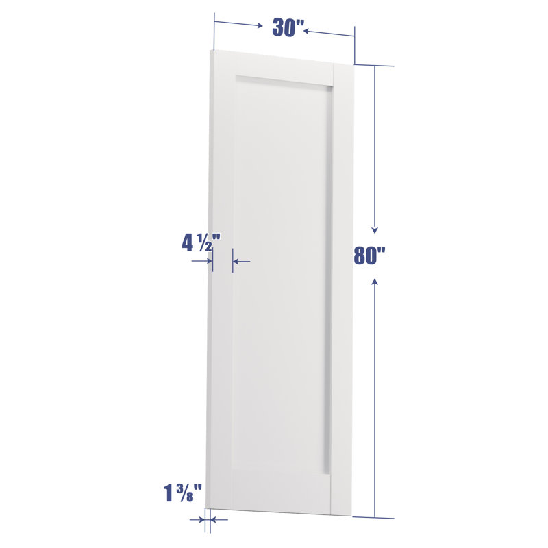 80"H Primed 1-Panel Manufactured Wood Interior Slab Door Solid Wood Core Without Hardware Kit, 30" x 80"