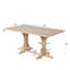 Table de salle à manger rustique en bois massif 60 po pour 6 personnes avec base à tréteaux et finition chêne-129989983