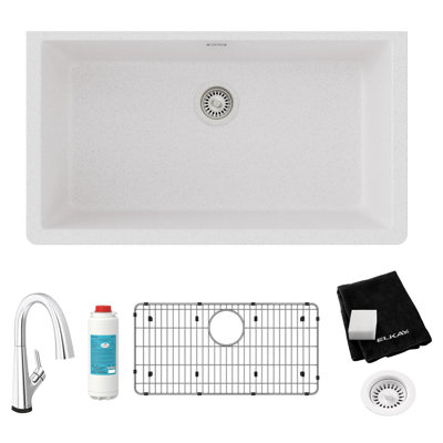 Évier de cuisine avec robinet encastrable 33 po x 18-7 / 16 po x 9-7 / 16 po