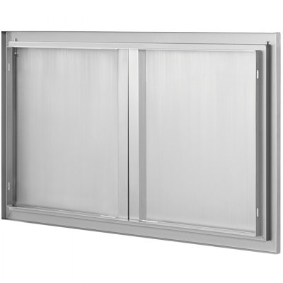 BBQ Access Door, Double Outdoor Kitchen Door, Stainless Steel Flush Mount Door, Wall Vertical Door with Recessed Handles , for BBQ Island, Grilling Station, Outside Cabinet