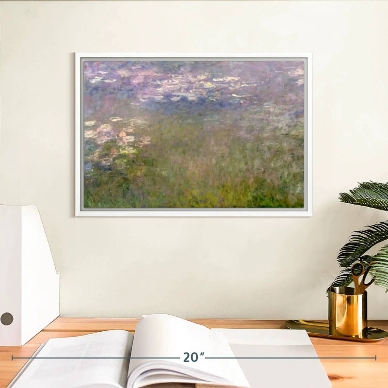 Nymphéas VI, Cadre flottant blanc, 13 po x 9 po
