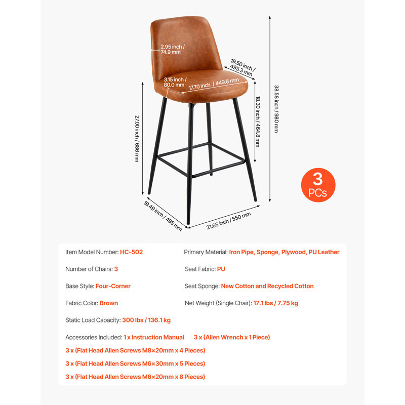 Ensemble de 3 tabourets de bar