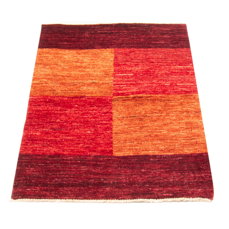Tapis rouge en laine noué à la main de conception unique 3 pi x 4 pi 11 po Nueva