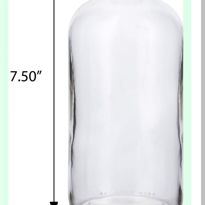 PureGlass 16 oz Boston Round Bottles with Cork Stoppers - 4 Pack + Funnel