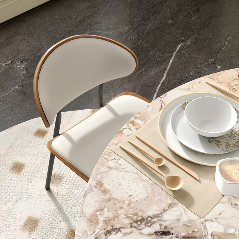 Table de salle à manger Petit déjeuner, Fausse pierre de marbre, H 29,52 po x L 39,37 po x l 39,37 po, Ambre brillant