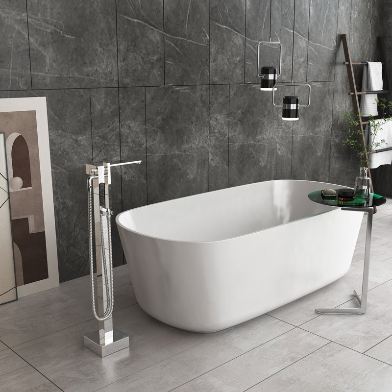 Robinet de baignoire autoportant à poignée simple avec inverseur, Chrome