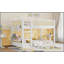 Lit superposé simple au-dessus d'un lit simple avec tablettes de rangement, lit superposé bas avec garde-corps en rotin, blanc-1604517609