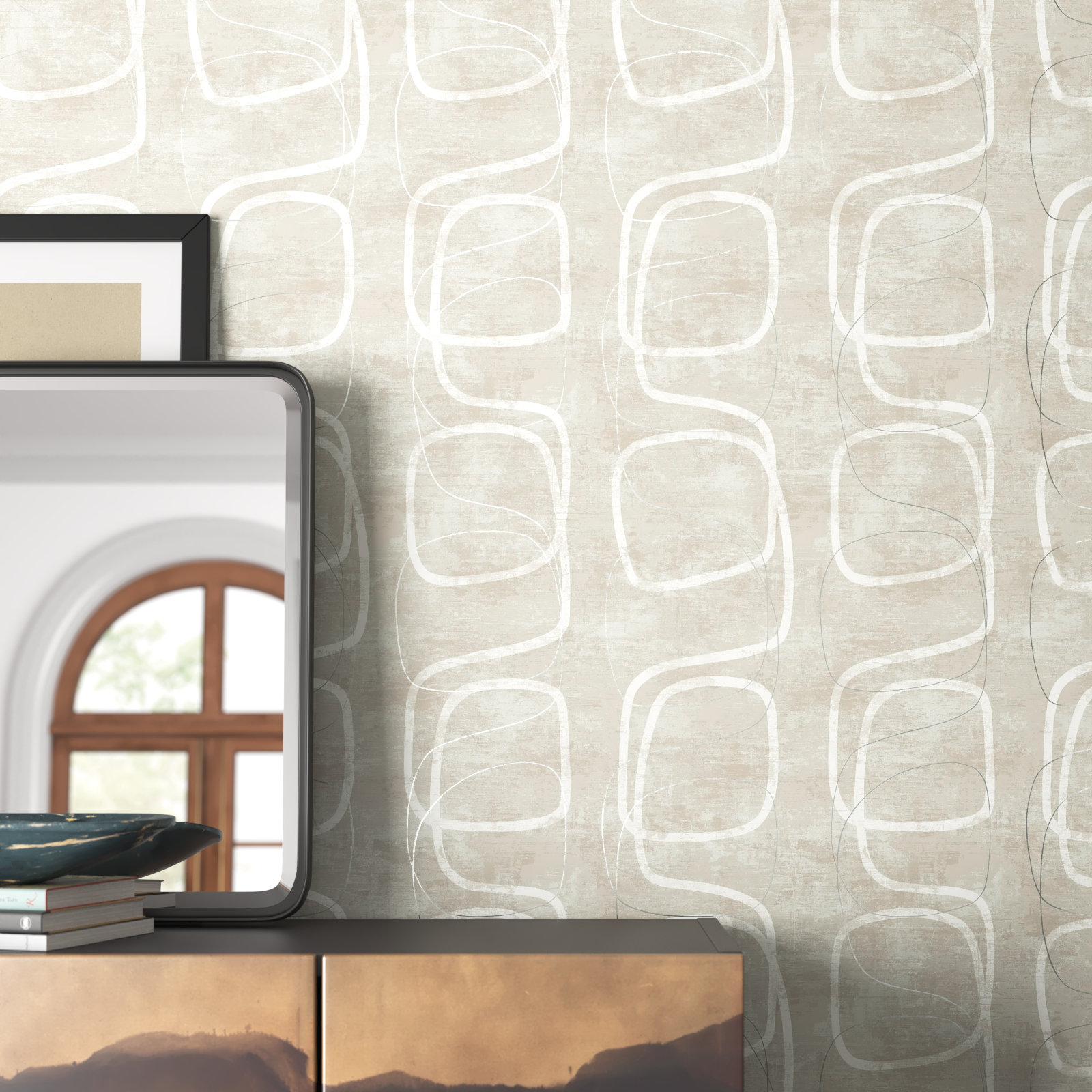 Lianna Modern Abstract Wallpaper, Beige