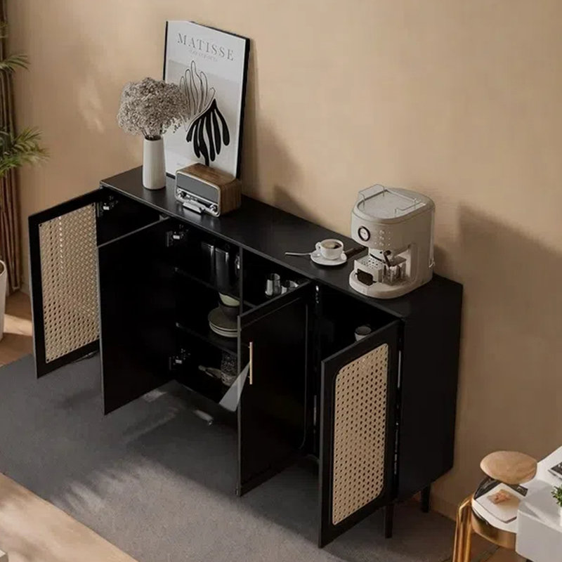 Buffet rétro en bois massif 62,99 po avec rangement spacieux et design élégant