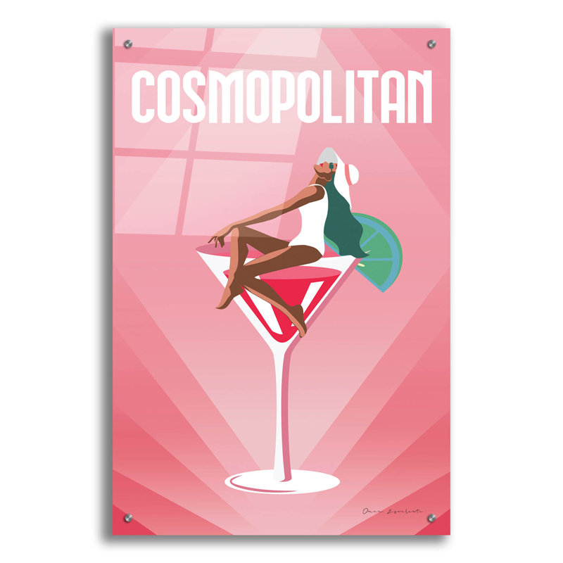 Art mural en verre «Cosmopolitan» par Omar Escalante, H 36 po x l 24 po x P 0,2 po