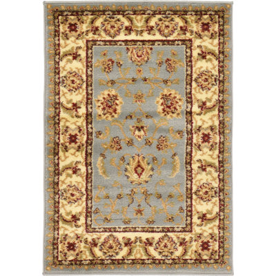 Tapis floral bleu clair / beige Niles