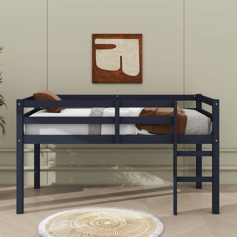 Twin Elevated Loft Bed Comes With Ladder, Blue