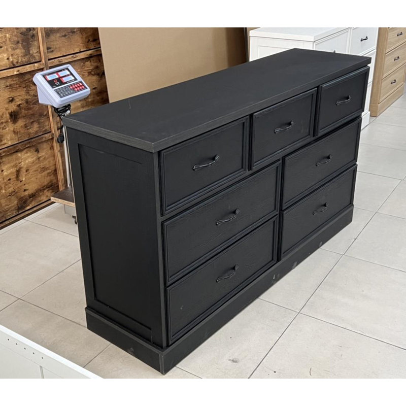 Commode à 5 tiroirs en MDF + PB, Noir