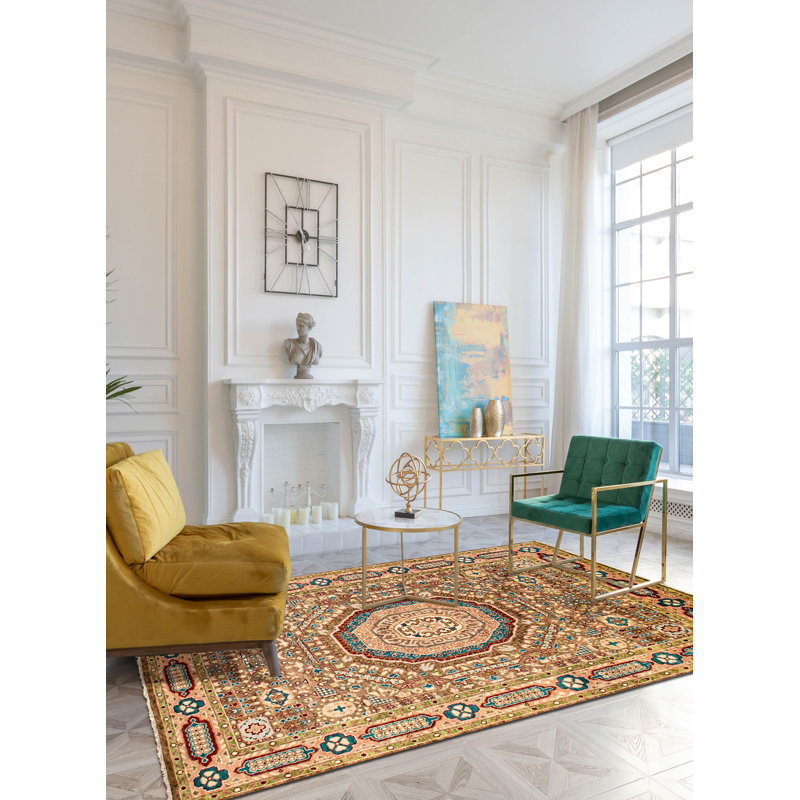 Tapis brun en laine noué à la main 10 pi 1 po x 13 pi 10 po Jules Serapi