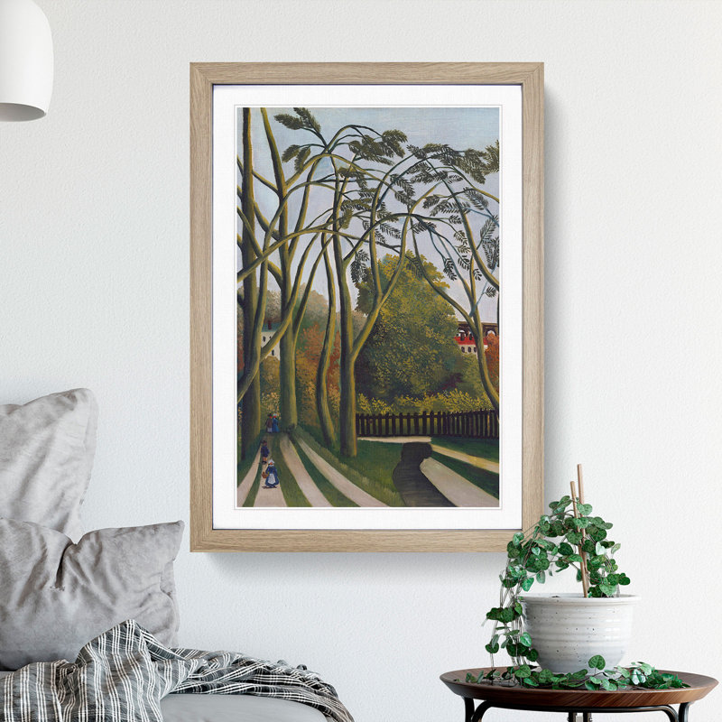 The Banks of the Bievre by Henri Rousseau - Picture Frame Painting, Oak, 65cm H x 48cm W x 2cm D