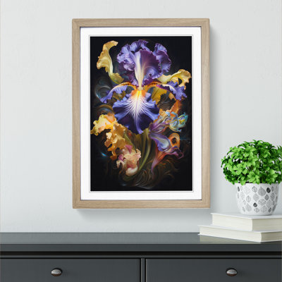 Iris Flower Baroque No.2 - Single Picture Frame Print on Wood