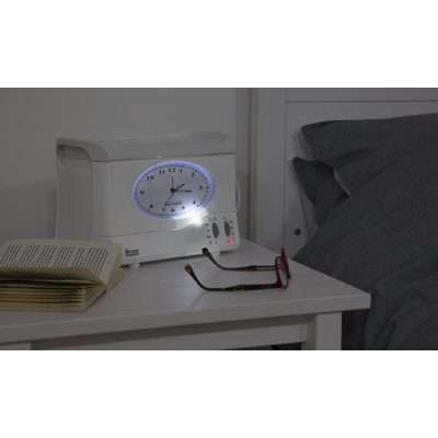 Analogue Atomic Alarm Tabletop Clock in White