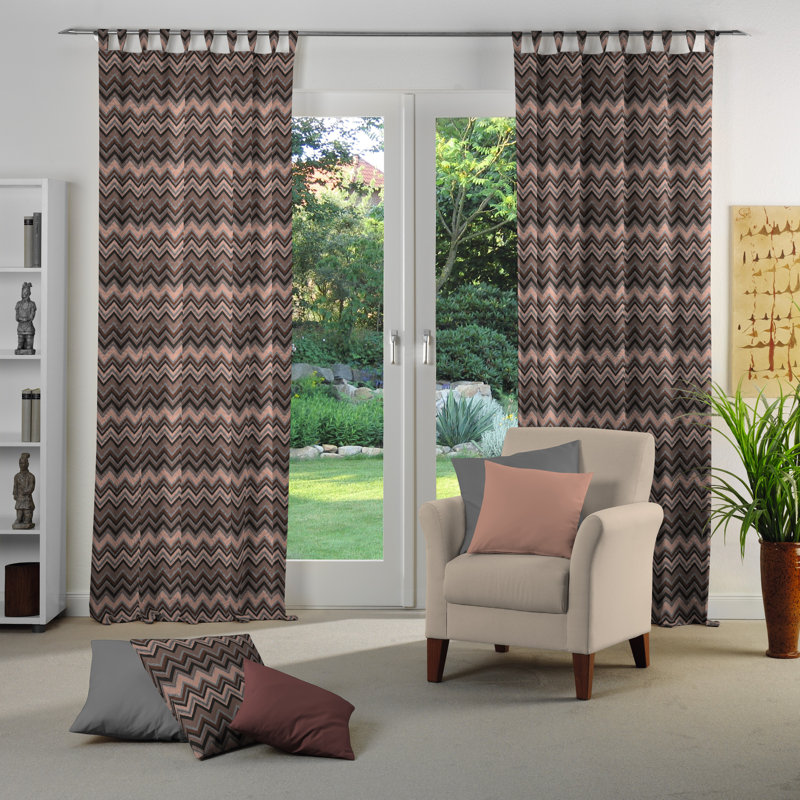 Kurtus Room Darkening Curtain Single Panel, 132cm Width x 225cm Drop, Brown/Black/Grey
