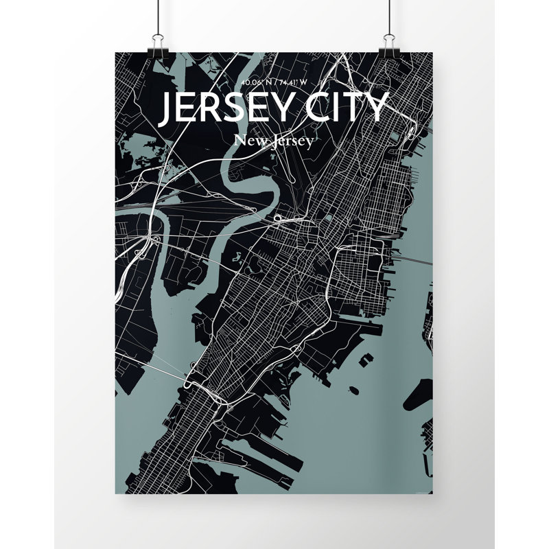 Jersey City Map - No Frame Print, 43.2cm H x 27.9cm W x 0.13cm D