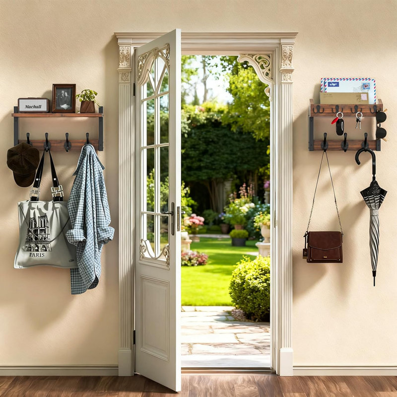 Simple Windbreaker Rack Wall Hanging, Brown/Black