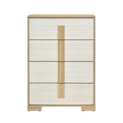 Contemporary Natural And White Finish 4-Drawer Storage Chest Wooden Bedroom Furniture 1Pc