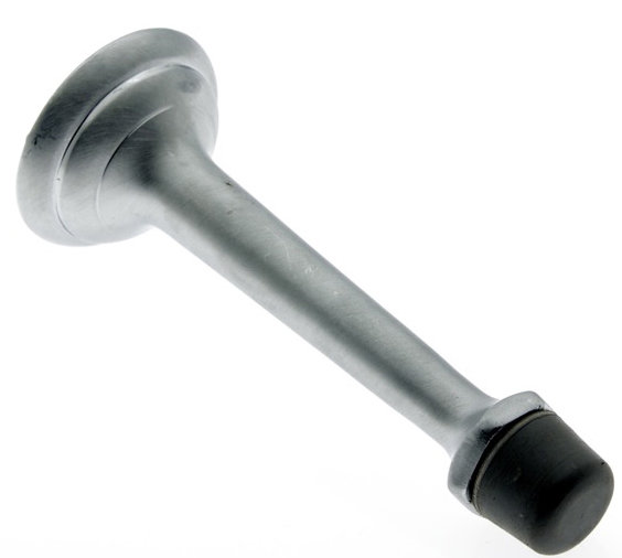 Solid Brass Ring Baseboard Stop, Satin Chrome