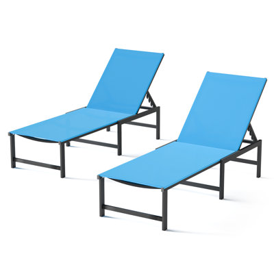 Chaise longue d'extérieur en aluminium, sans assemblage, avec dossier réglable à 5 positions, chaise longue de patio pour la piscine extérieure, la plage, la détente sur la pelouse
