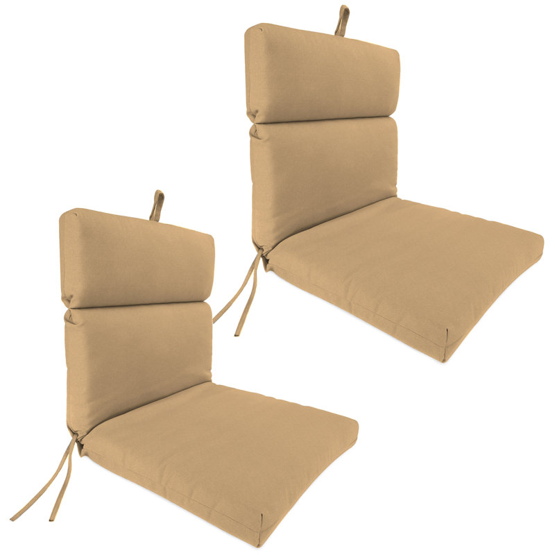 22" x 44" Outdoor Chair Cushion with Ties and Loop (Set of 2), Brown