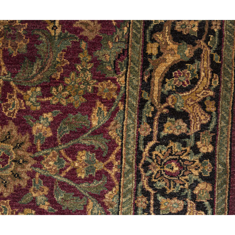 Hand-Knotted High-Quality Red and Black Area Rug, Rectangle 4'1" x 6'4"