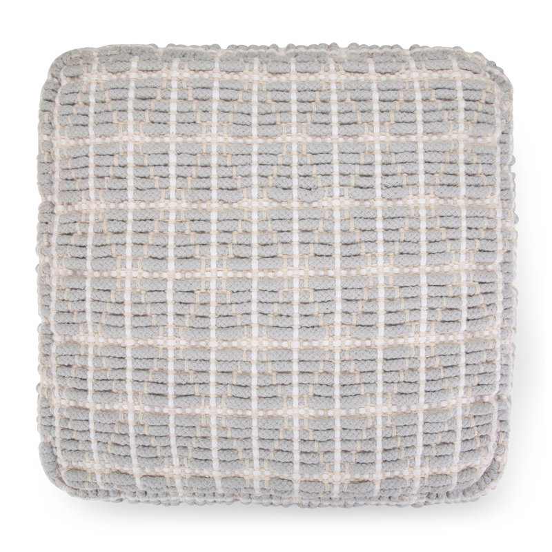 Repose-pieds carré bleu clair et blanc Noreen, Beige
