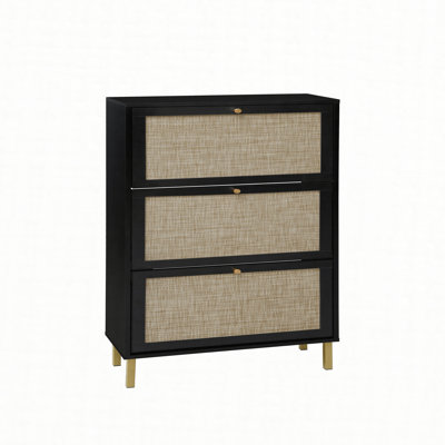 Étagère à chaussures en rotin 3 portes, armoire de rangement pour chaussures moderne autoportante, pour vestibule
