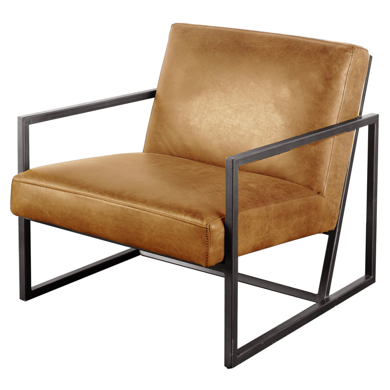 Manske Upholstered Armchair, Brown Genuine Leather