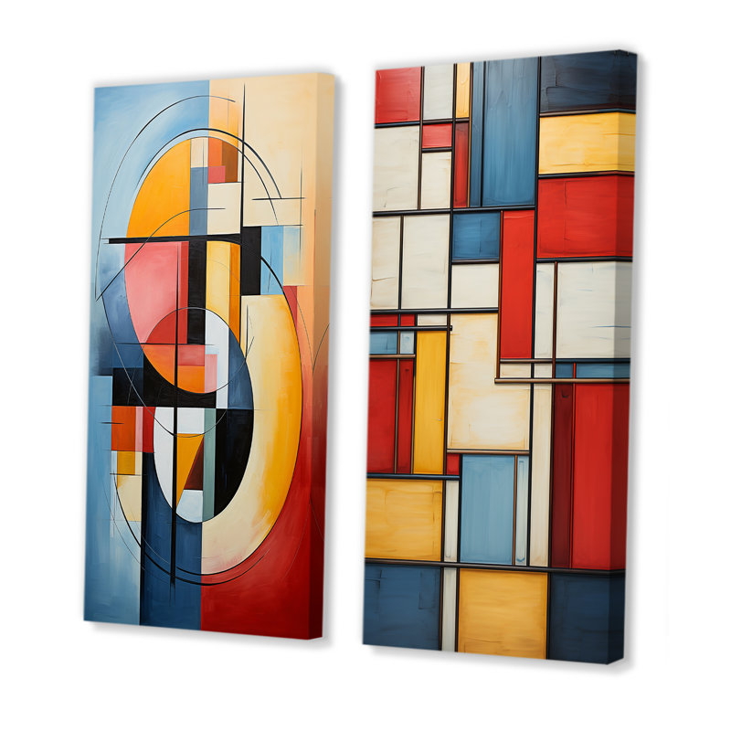 «Geometric Abstraction Focus» 2 - Pièces sur, H 40 po x l 40 po, Toile tendue