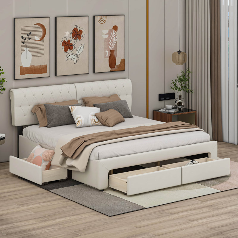 Très grand lit plateforme avec rangement