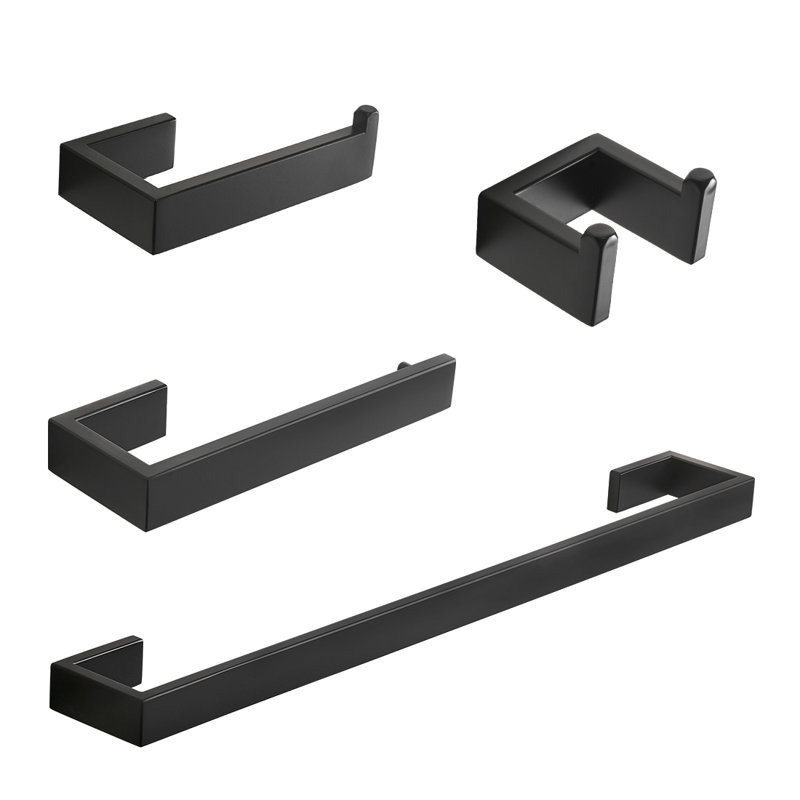 4 - Piece Bathroom Hardware Set, Black