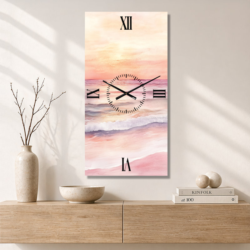 Aluminium Analogue Wall Clock, H 32 po x l 16 po - Rectangle