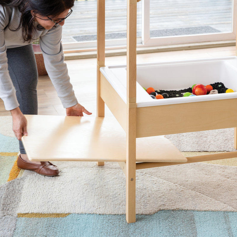 Natural Wood Kids' Sensory Table with Canopy and Bin