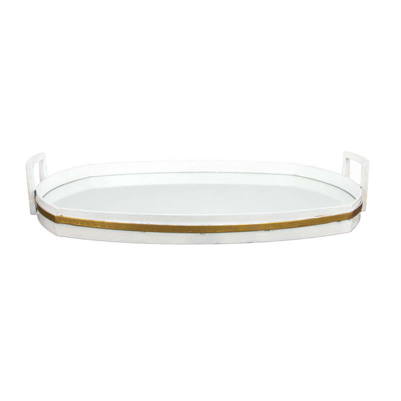 Santiago Decorative Tray, White/Gold