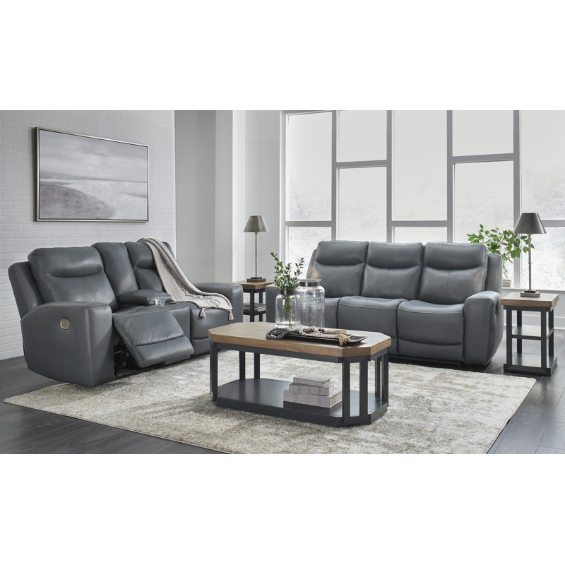 Upholstered 79'' Power Reclining Loveseat, Gray