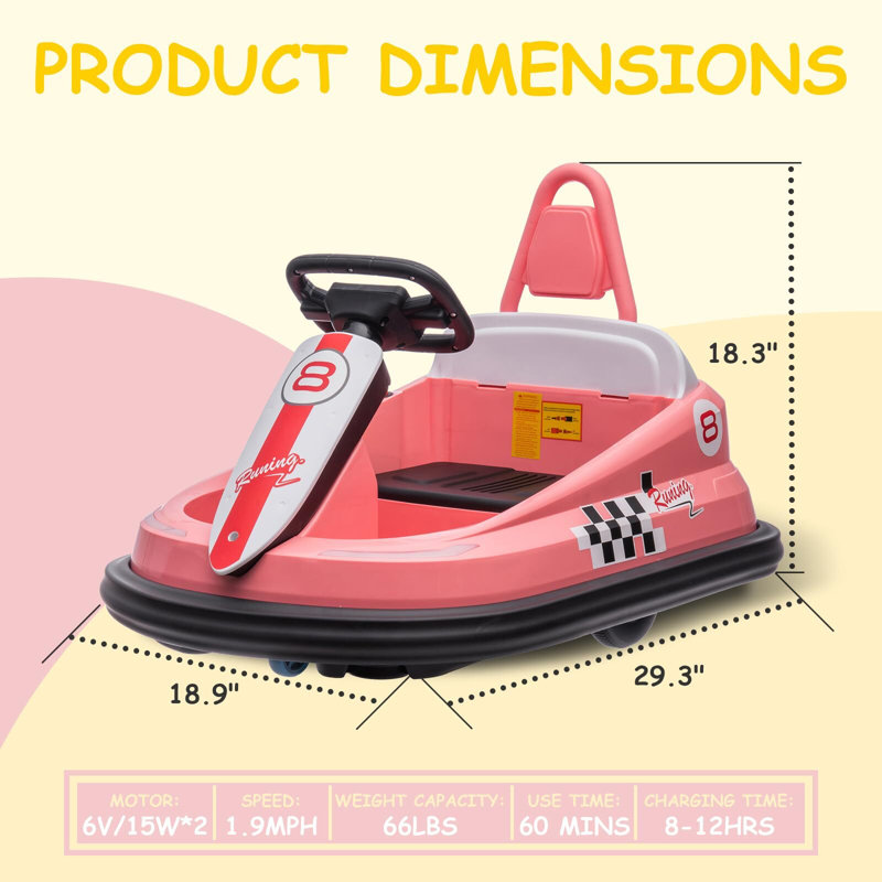 Bumper 6V pour tout-petits, nouvelle conception de jouets électriques, Rose